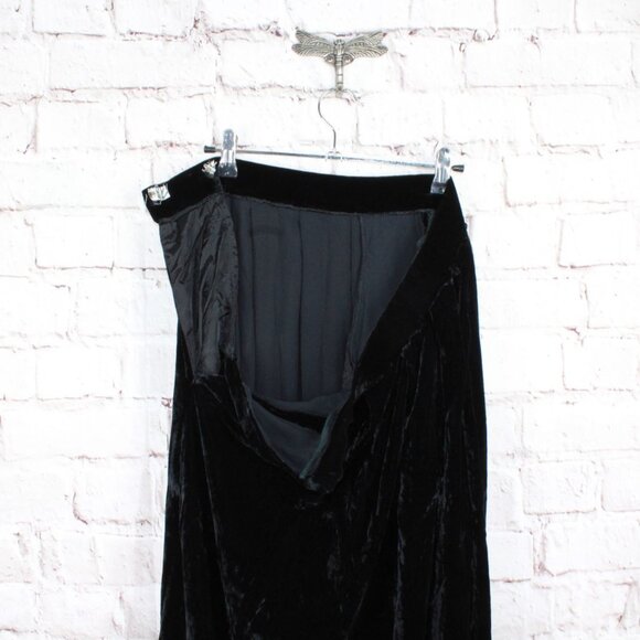 Evan-Picone Womens Black Velvet Side Hook Pleated Fully Lined Maxi Skirt - Picture 5 of 9